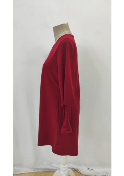 Kadın Uzun Kollu V Yakalı Kısa Ithal Krep Elbise indirimleri