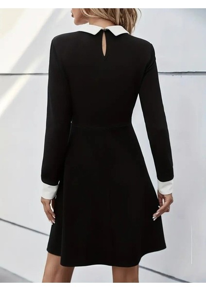 Eyesof Kadın Uzun Kollu Yakalı Düğmeli Kısa Modal Mini Elbise fırsatları