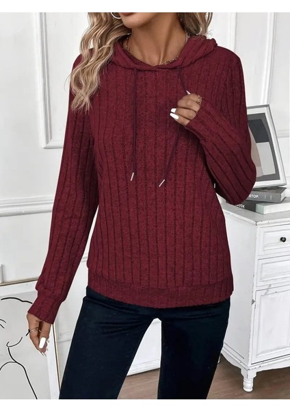 Kadın Uzun Kollu Kapşonlu Bağcıklı Şardonlu Kaşkorse Bluz indirimleri