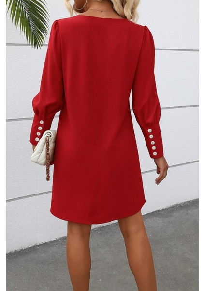 Eyesof Kadın Uzun Kollu V Yakalı Kısa Ithal Krep Elbise fiyatları