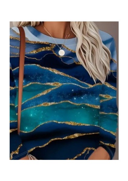 Kadın Uzun Kollu Bisiklet Yaka Desenli Modal Bluz fiyatları