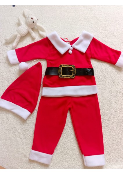 Erkek Çocuk Yılbaşı Noel Baba Temalı , Kemerli , 3 Parça Kışlık Polar Takım, Yılbaşı Kostüm fiyatları