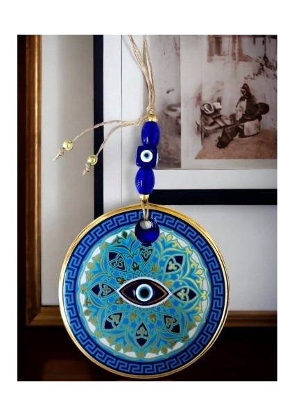 Nazar Boncuk Gözlü Mavi Çizgili Duvar Süsü Desenli Duvar Dekoru fırsatları