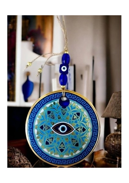 Nazar Boncuk Gözlü Mavi Çizgili Duvar Süsü Desenli Duvar Dekoru indirimleri