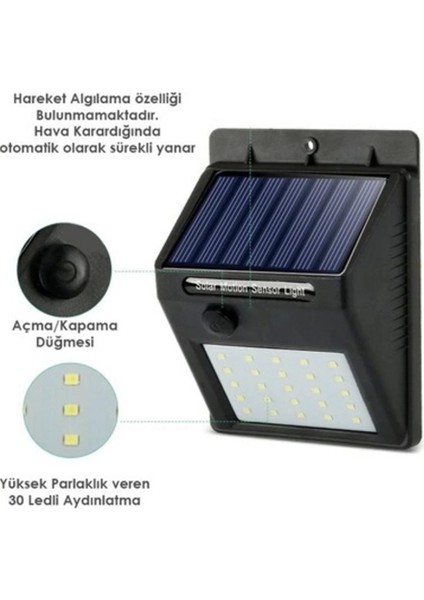Hareket Sensörlü Solar Lamba | 120° Algılama Açısı, 3-4 Metre Mesafe, Suya Dayanıklı LED indirimleri