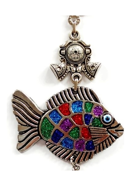 Mavi Nazar Boncuklu Balık Figürlü Mini Balık Duvar Süsü fiyatları