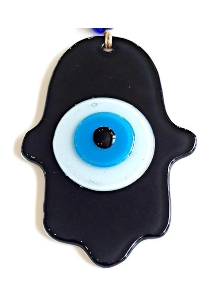 Nazar Boncuklu Siyah Fatma Ana Bereket Eli Cam Duvar Süsü