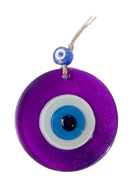 Şeffaf Mor Nazar Boncuklu Duvar Süsü 10 cm Cam Duvar Dekoru