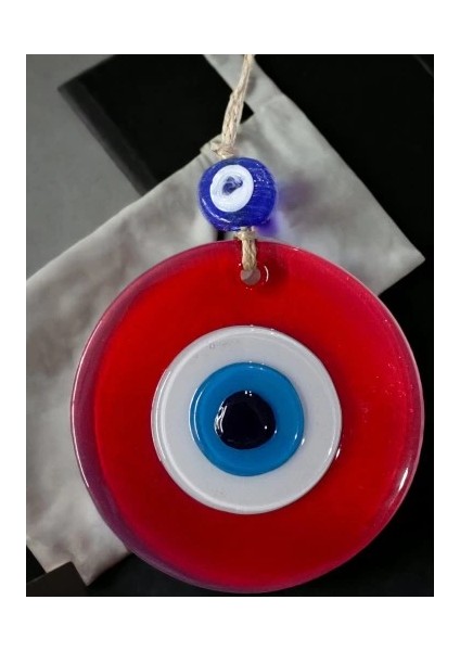 Şeffaf Kırmızı Nazar Boncuklu Duvar Süsü 10 cm Cam Duvar Dekoru fiyatları