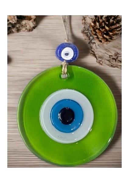 Şeffaf Yeşil Nazar Boncuklu Duvar Süsü 10 cm Cam Duvar Dekoru fırsatları