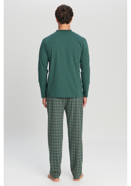 %100 Pamuk Standart Fit Hakim Yaka Desenli Cepli Pijama Takımı indirimleri