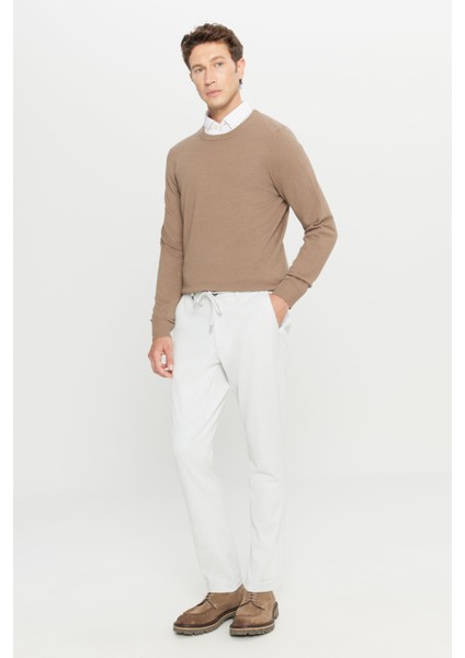 Pamuklu Standart Fit Normal Kesim Bisiklet Yaka Jakarlı Triko Kazak fiyatları