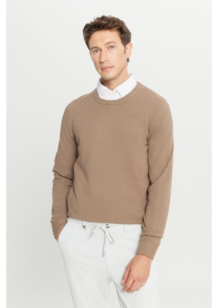 Pamuklu Standart Fit Normal Kesim Bisiklet Yaka Jakarlı Triko Kazak modelleri