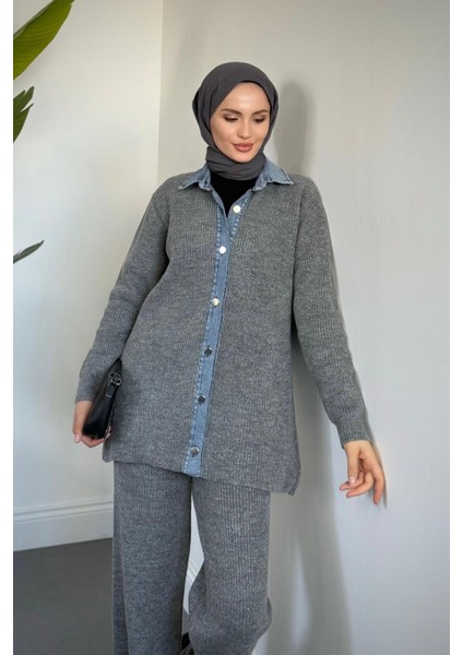 Kai Kot Geçişli Triko Takım Füme modelleri