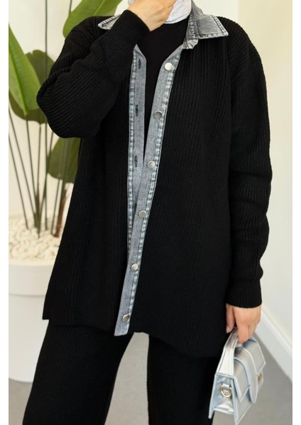 Kai Kot Geçişli Triko Takım Siyah modelleri