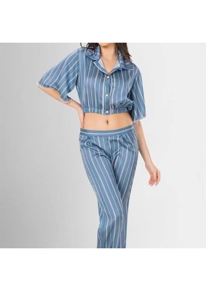 Mdb Mdbshop 2li Desenli Saten Pijama Takımı