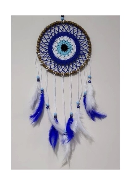 Nazar Boncuğu Desenli Kuş Tüylü El Yapımı Düş Kapanı Duvar Süsü fiyatları