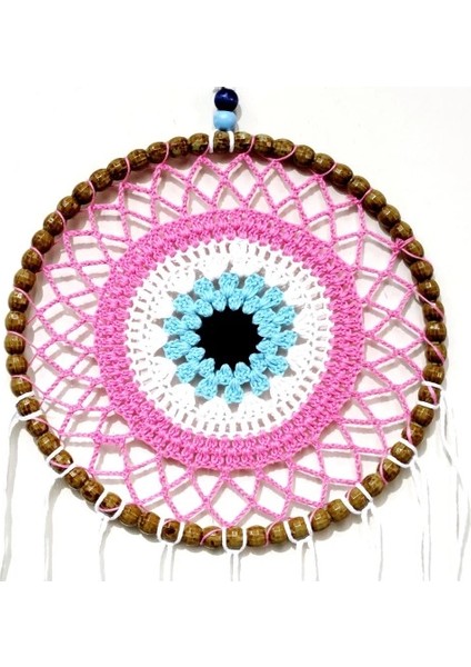 Nazar Boncuğu Motifli Düş Kapanı El Yapımı Pembe Duvar Süsü fiyatları