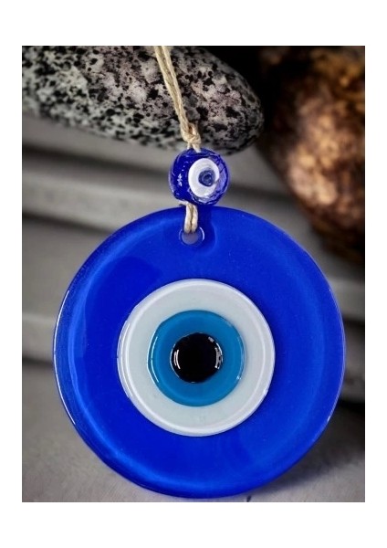 Mavi Nazar Boncuklu Duvar Süsü 10 cm Cam Duvar Dekoru