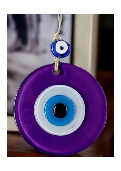 Mini Boy Mor Nazar Boncuklu Duvar Süsü 10 cm Cam Duvar Dekoru