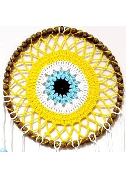 Nazar Boncuğu Motifli Düş Kapanı El Yapımı Sarı Duvar Süsü fiyatları