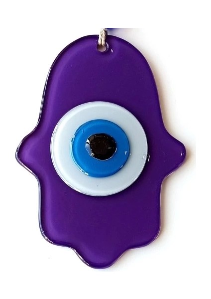 Nazar Boncuklu Mor Renk Fatma Ana Bereket Eli Cam Duvar Süsü