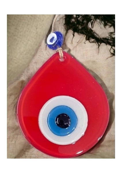 Orta Boy Kırmızı Damla Desen Nazar Boncuklu Duvar Dekoru Cam Duvar Süsü fiyatları