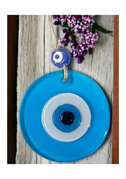 Şeffaf Mavi Nazar Boncuklu Duvar Süsü 10 cm Cam Duvar Dekoru modelleri