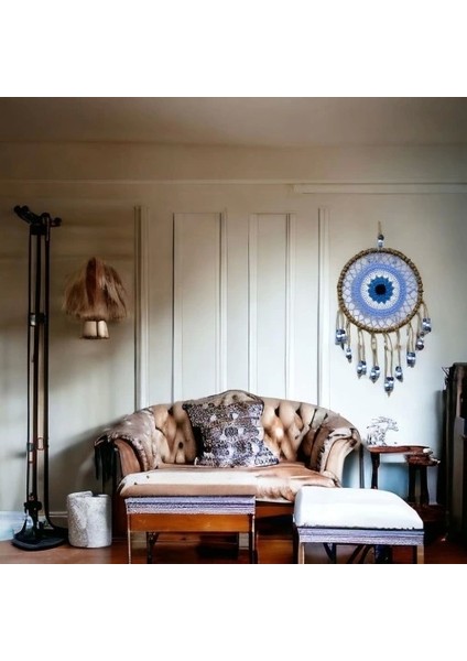 Örgülü Duvar Süsü Buz Mavisi Örgü Duvar Süsü modelleri