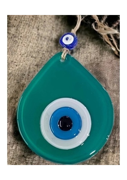 Orta Boy Yeşil Damla Desen Nazar Boncuklu Duvar Dekoru Cam Duvar Süsü fiyatları