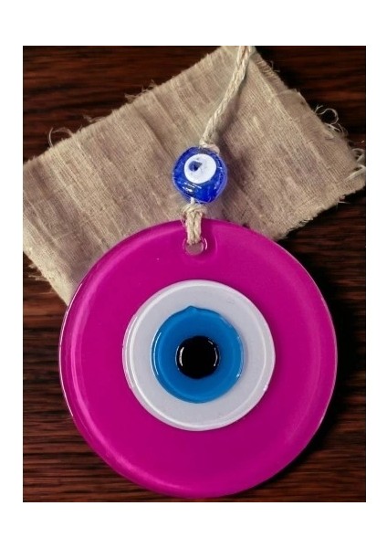 Pembe Nazar Boncuklu Duvar Süsü 10 cm Cam Duvar Dekoru modelleri