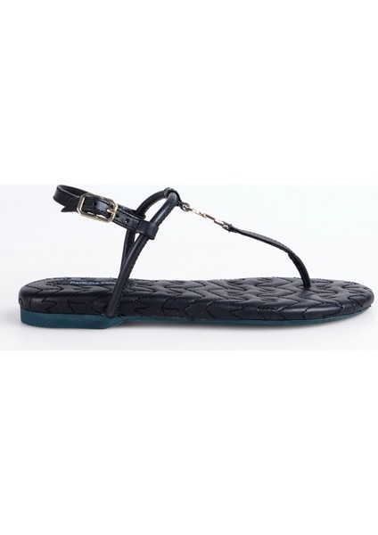 Siyah Kadın Deri Sandalet 8X0020L048K103