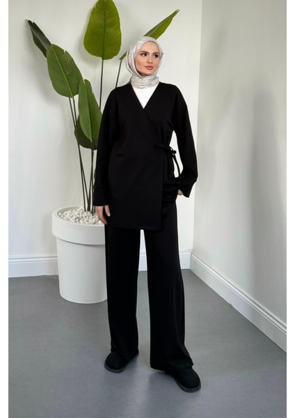 Küba Pamuklu Yandan Bağlamalı Takım Siyah