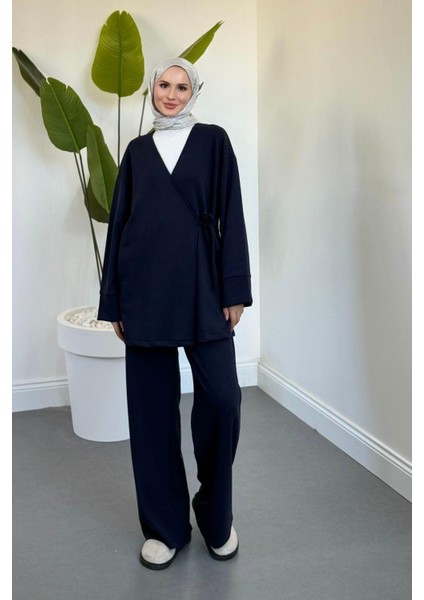 Küba Pamuklu Yandan Bağlamalı Takım Lacivert