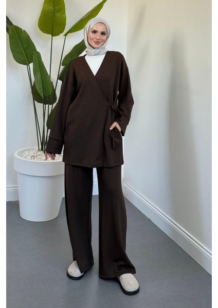 Küba Pamuklu Yandan Bağlamalı Takım Kahverengi fiyatları