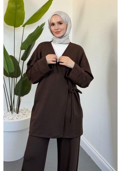 Küba Pamuklu Yandan Bağlamalı Takım Kahverengi modelleri