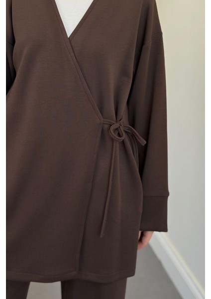 Küba Pamuklu Yandan Bağlamalı Takım Kahverengi indirimleri