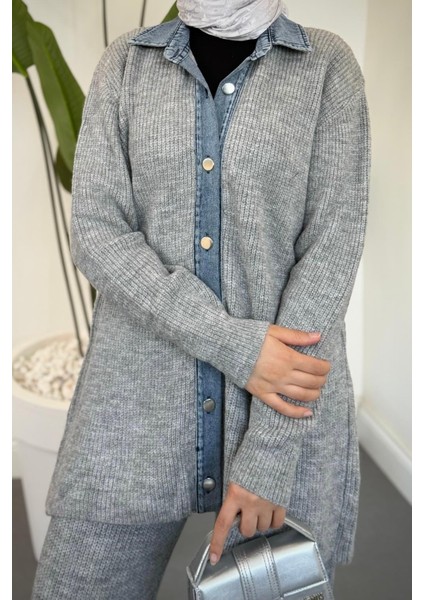 Kai Kot Geçişli Triko Takım Gri modelleri