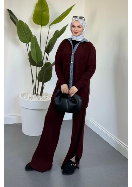 Kai Kot Geçişli Triko Takım Bordo