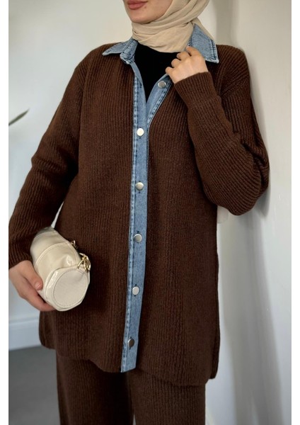 Kai Kot Geçişli Triko Takım Kahverengi indirimleri