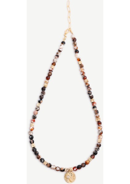 Akik ve Lav Taşı Içerikli Kolye