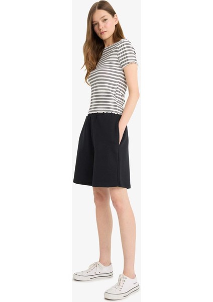 Coool Beli Lastikli Cepli Siyah Bermuda Şort F5188AX25SM fiyatları