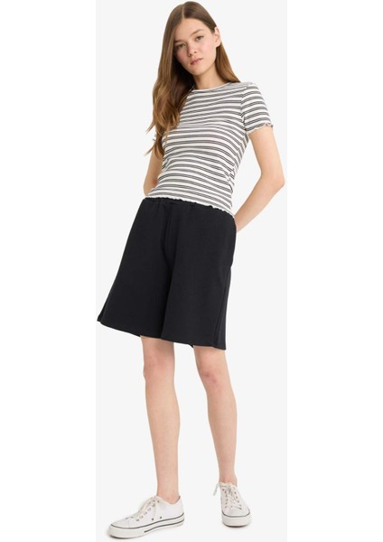 Coool Beli Lastikli Cepli Siyah Bermuda Şort F5188AX25SM modelleri