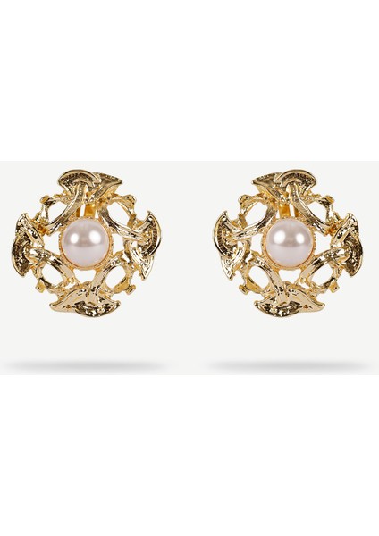 Inci Detaylı Gold Küpe