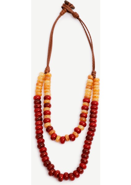 Iki Sıralı Uzun Ahşap Kolye