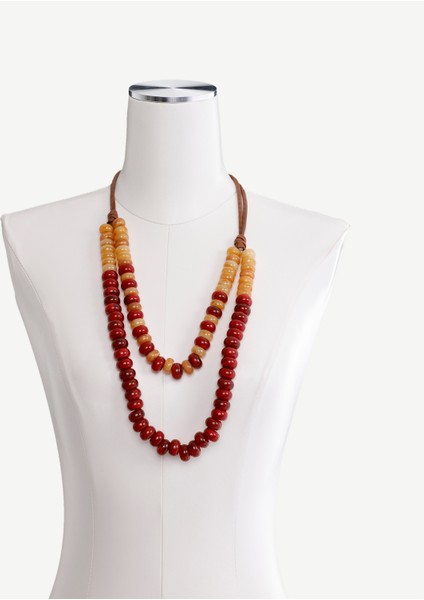 Iki Sıralı Uzun Ahşap Kolye modelleri