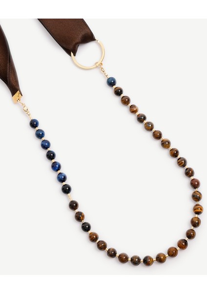 Kurdele Detaylı Kaplan Gözü Kolye fiyatları