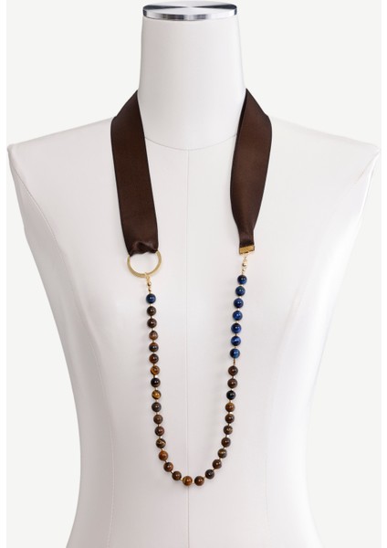 Kurdele Detaylı Kaplan Gözü Kolye modelleri