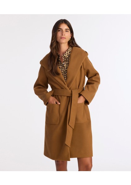 Kapüşonlu ve Kemerli Uzun Palto fiyatları