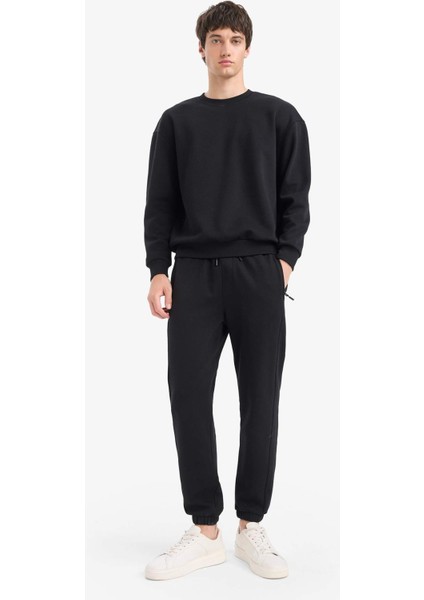 Boxy Fit Bisiklet Yaka Basic Düz Pike Sweatshirt E1519AX25AU fiyatları